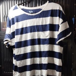 Old Navy Navy Blue and White Striped Blouse